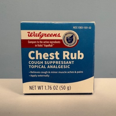 Walgreens Chest Rub Cough Suppressant Topical Analgesic 50g EXP 08/2026