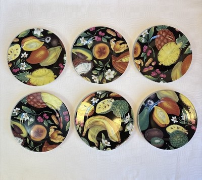 6 Philippe Deshoulieres Limoges Tropical Fruits 7,5  / 19cm Teller Salat Dessert