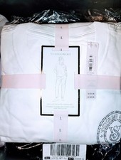 VICTORIA'S SECRET 2PC 100 COTTON LONG PAJAMA SET LARGE WHT LOGO RETAIL 59.95