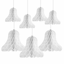 7 PCS White Honeycomb Bells Christmas Wedding Hanging Decor Party Shower