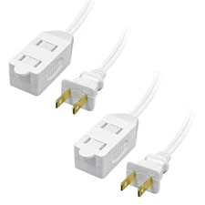 ETL Certified 2-Pack 16 AWG 2 Prong Extension Cord, 13A 3-Outlet Indoor Exten...