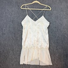 Vintage Natori 11 Ivory Slip Nightgown Criss Cross Back Jacquard