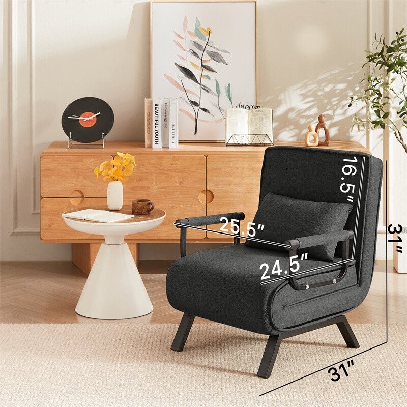 Convertible Chair Bed Sleeper 5 in 1 Folding Chair Bed w/Adjustable Backrest