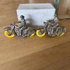 Two 1950s Hard Plastic Thomas Toy Harley-Davidson Police Motorcycle With Driver