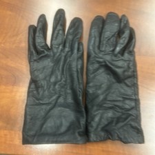 Fownes Black Leather Gloves 7.5 Cashmere Lambswool Blend Lined Genuine Leather