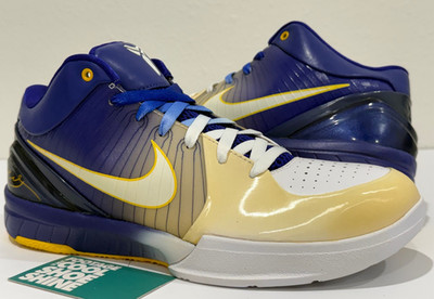 NIKE ZOOM KOBE IV 4 GRADIENT LAKERS HOME TICKET STUB WHITE CONCORD GOLD 10.5