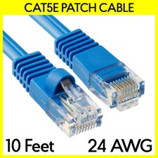 10 FT Cat5e Patch Cable Blue LAN Internet Cat 5e Cord RJ45 Modem Ethernet Cable