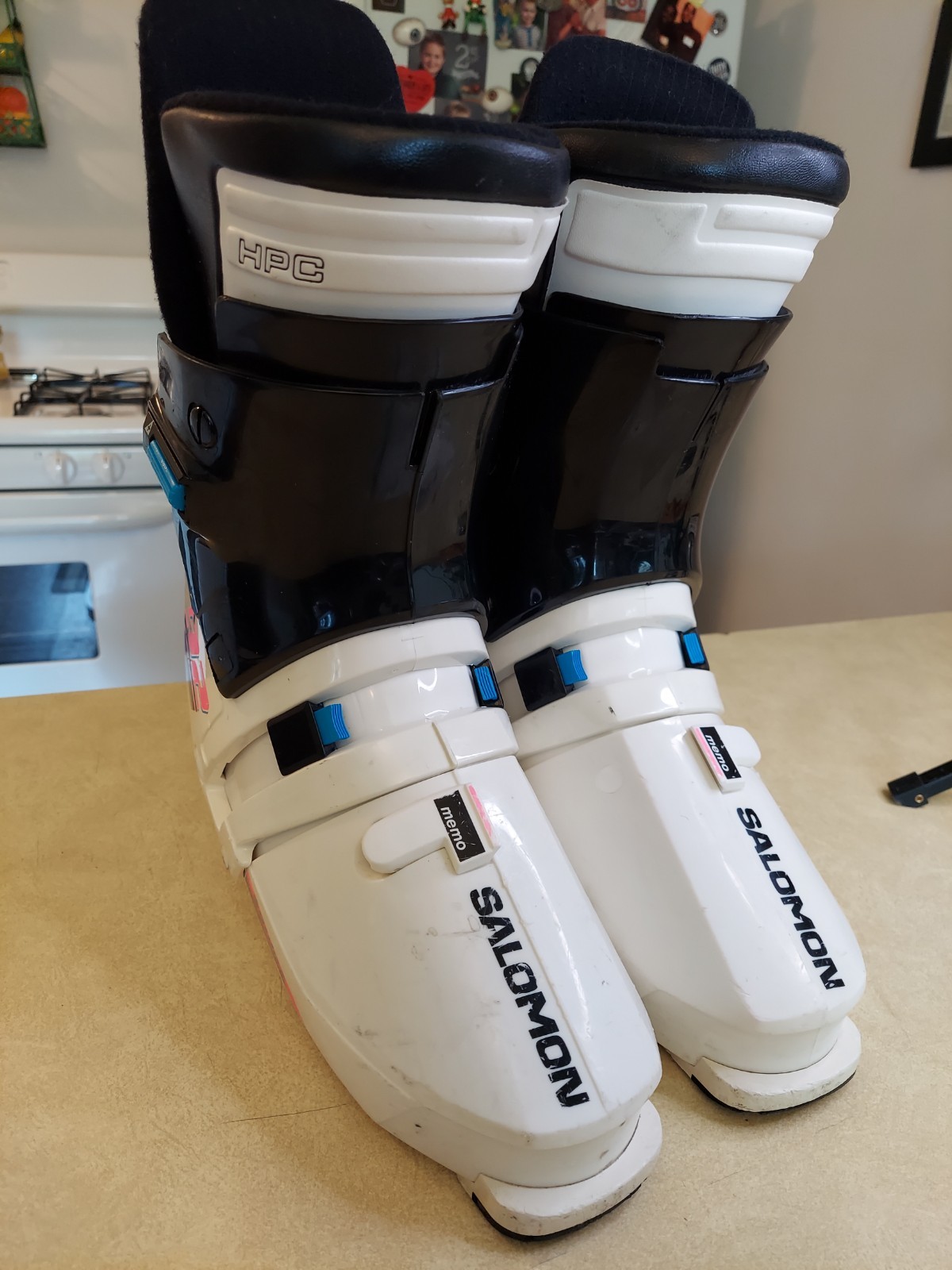 Scarponi da sci uomo Salomon SX92 retrò vintage taglia 350 made in France bianco blu rosa