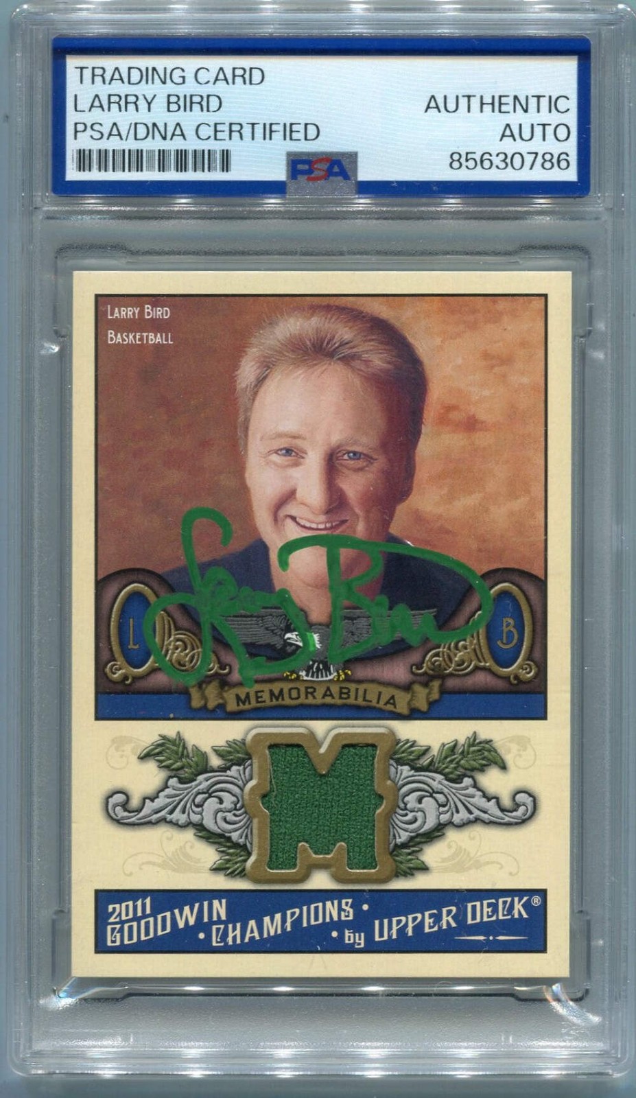 Larry Bird 2011 Upper Deck Goodwin Champions Autographed/Jersey Card PSA/DNA Cer
