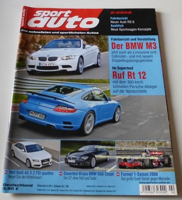 Sport Auto 2/2008 Ruf Porsche Rt 12, Audi A4 3,2 BMW 650i Coupe, BMW M3 E 90