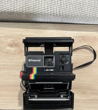 Vintage Polaroid One Step 600 Land Camera Black Rainbow w/ Strap untested