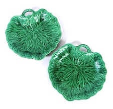 Pair Of Vintage Wedgwood Green Glazed Cabbage Leaf Serving Dishes/Plates
