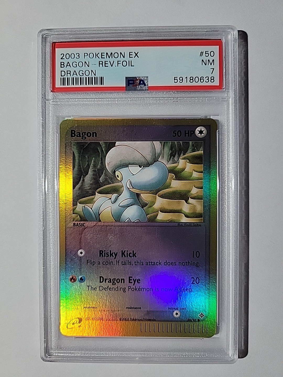 2003 Pokemon Ex Dragon #50/97 Bagon Reverse Foil PSA 7 NM
