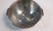 vintage Royal Durasteel Stainless Steel Colander Strainer - 10" wide x 5" high