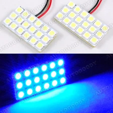 2 x Ultra Blue LED Panel Dome Map Door Light Super Bright 18-SMD