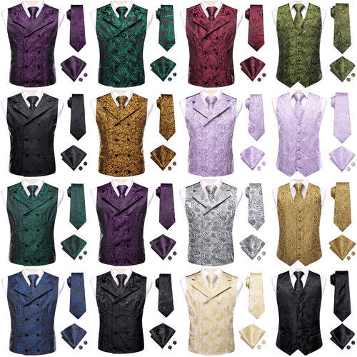 Fashion Men's Waistcoat Coat Vest Tie Hankie SET Formal Dress Suit Slim Tuxedo
