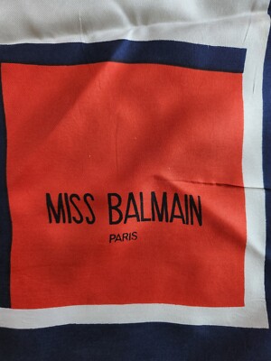 Miss BALMAIN Paris Blue Dark And Red silk scarf 29'' , 74 Cm