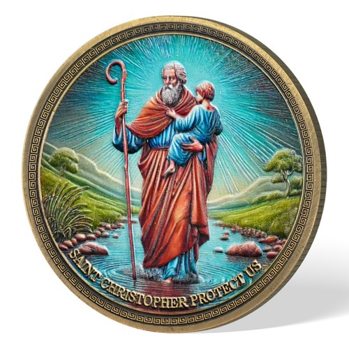 Moneda Cristiana San Cristóbal Protección para Viajeros Religiosos Coleccionables - Imagen 16 de 21