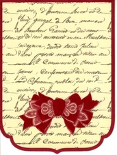 Burgundy Red Bow Die-Cut Calligraphy Script Blank Note Cards - Set of 6