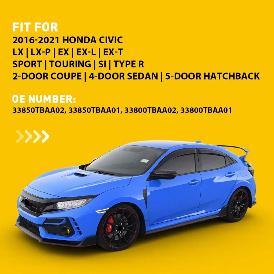 Smoked Side Marker Lamp Turn Signal Light W/ LED Bulbs for Honda Civic 2016-2021 - Image 2 of 4