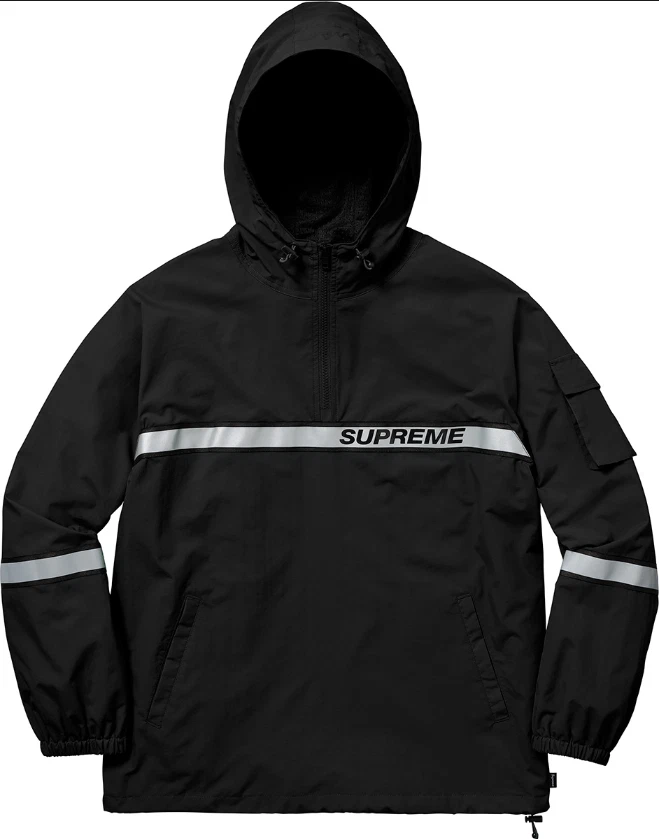 Pull à capuche réfléchissant Supreme SS18 100 % AUTHENTIQUE noir M 