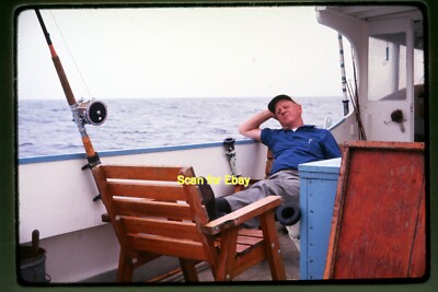 Man w/ Ocean Fishing Rod & Reel on Fish Boat in 1967, Ektachrome Slide aa  12-20b | eBay