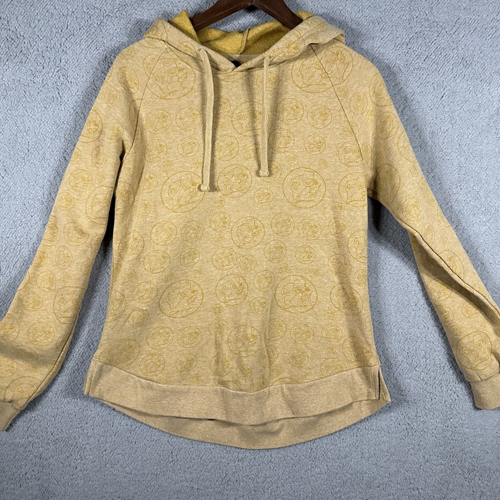 Buc-ees Beaver Lightweight Pullover Hoodie Shadow Logo Print Gold Size M