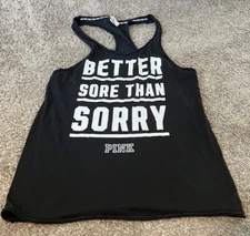 Pink by Victoria's secret black better sore than sorry racer back tank xs