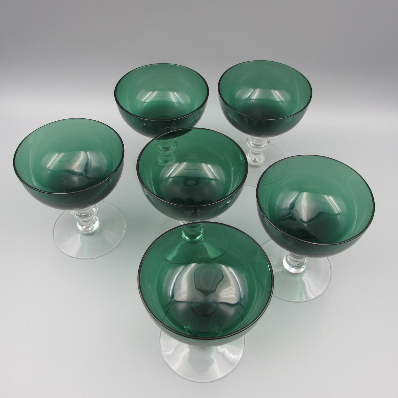 Tiffin Crystal KILLARNEY GREEN Saucer Champagne Glasses Set of Six eBay