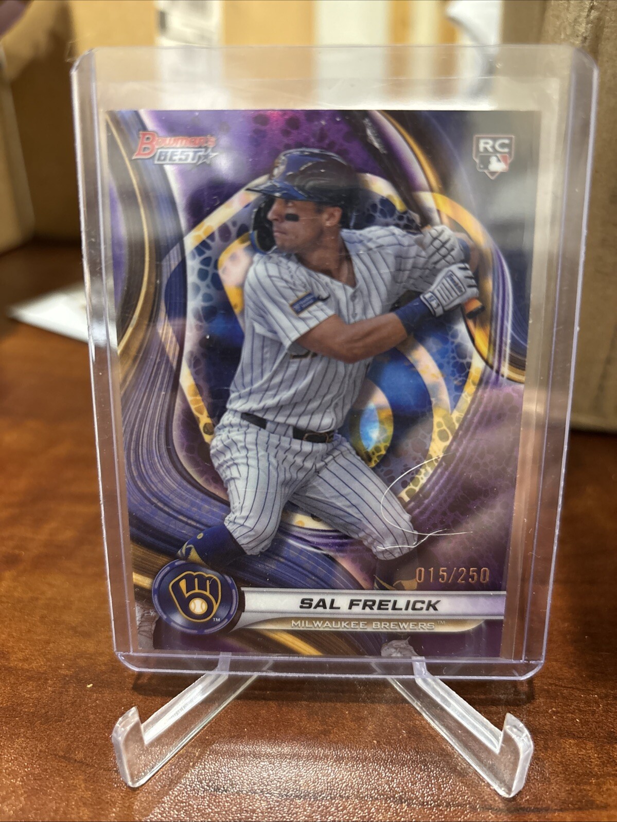 2024 Bowman’s Best Baseball Sal Frelick RC Purple 15/250 #37 Milwaukee