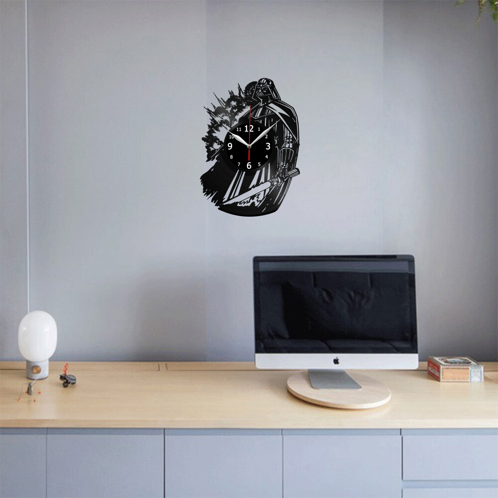 Darth Vader Star Vinyl Record Wall Clock Wars Decor Handmade 4077