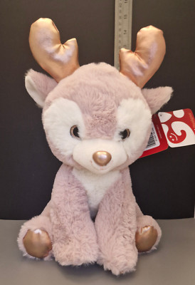 Sitzendes Weihnachtsrentier Plüschtier Stofftier Rosey Rosegold 25 cm