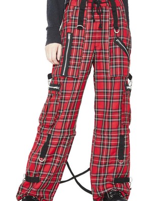 tripp clash red tartan plaid straps 