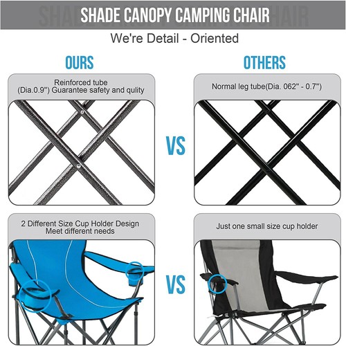 ALPHA CAMP Camping Chairs with Canopy Shade Outdoor Folding Chair Portable Chair - Picture 5 of 9