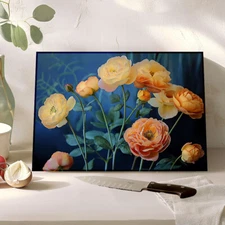 Yellow Roses Tampered Glass Cutting Board, Appetizer Cheese Charcuterie Tray