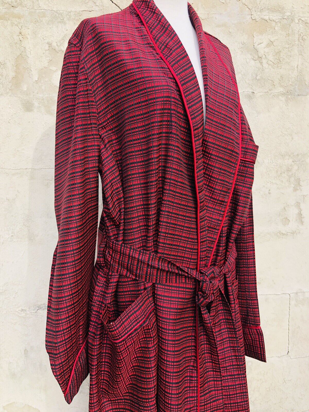 Vintage State 'O Maine Red Black Plaid Mens Robe … - image 5