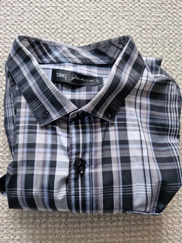 Blaq Premium Large Mens Grey Striped Shirt - Picture 19 of 24