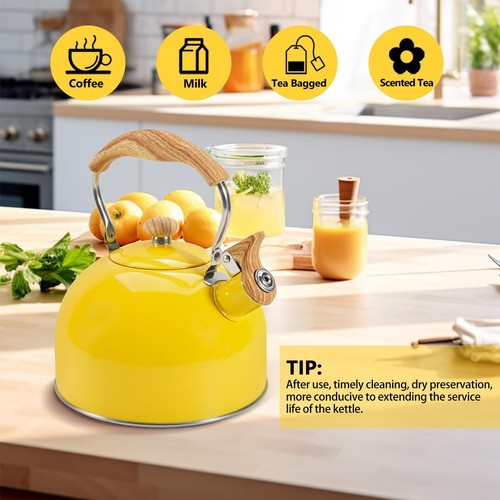 Tea KettleWhistling Tea Kettle Stovetop 2.6 Quart Tea Pots for Stove Top Food... - Picture 7 of 9