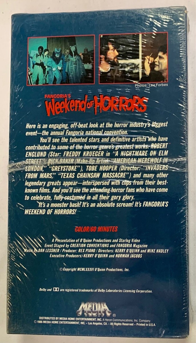 Fangoria's Weekend Of Horrors Freddy Krueger VHS,1990 NEW