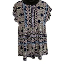 Shein Curve Womens sz 3XL Dress Multicolor Geometric Short Sleeve Round Neck