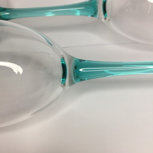 Luminarc Wine Glasses x 4, Aqua Blue Stem and Base France Cristal D'Arques 140ml - Picture 9 of 14