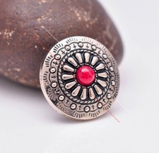 10X Silver Western Flower Horse Saddle Tack Bridle Belt Red Turquoise Conchos 1"