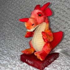 FAO Schwarz Red/Orange Dragon 8" Toys "R" Us Animal Plush 2014