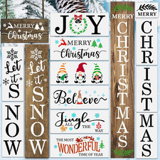 12PCS Christmas Stencils for Painting on Wood, Reusable Merry Christmas/Belie...