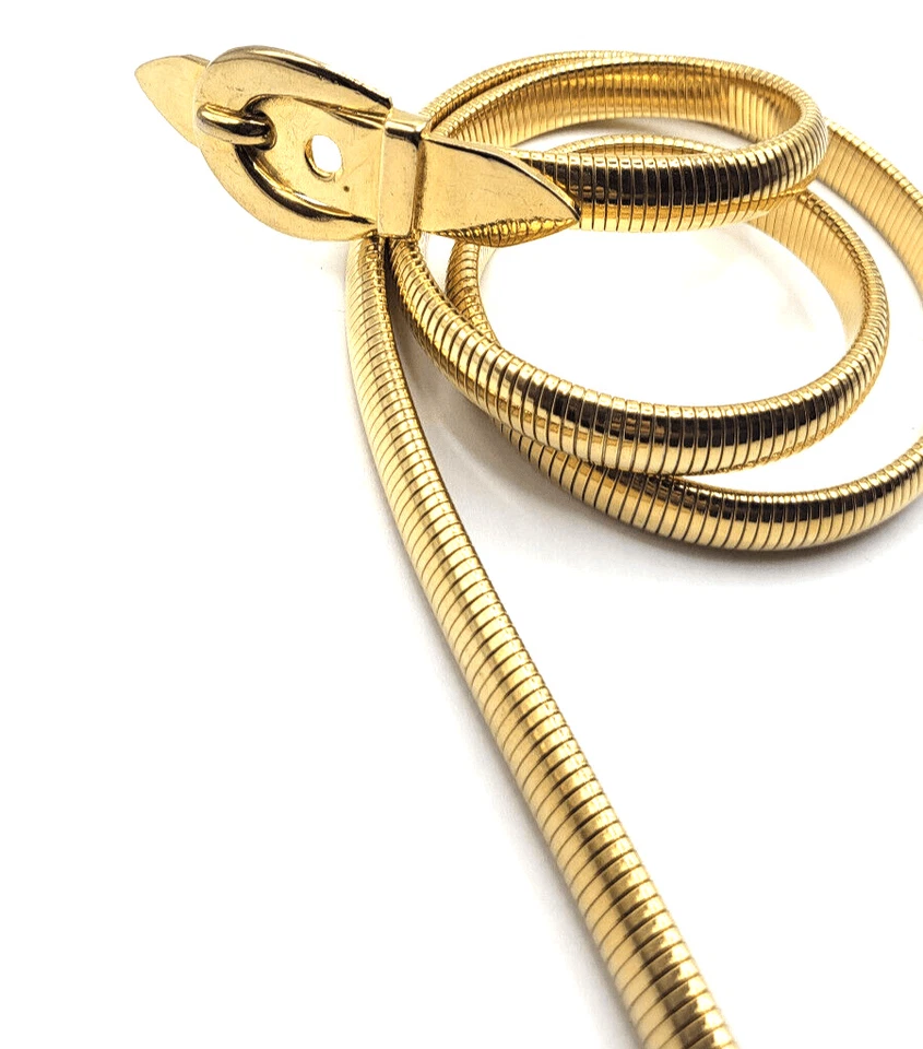 "Cinturón Omega vintage años 70 Accessocraft tono dorado cadena cierre de hebilla 36"" elástico" Foto 3 de 3