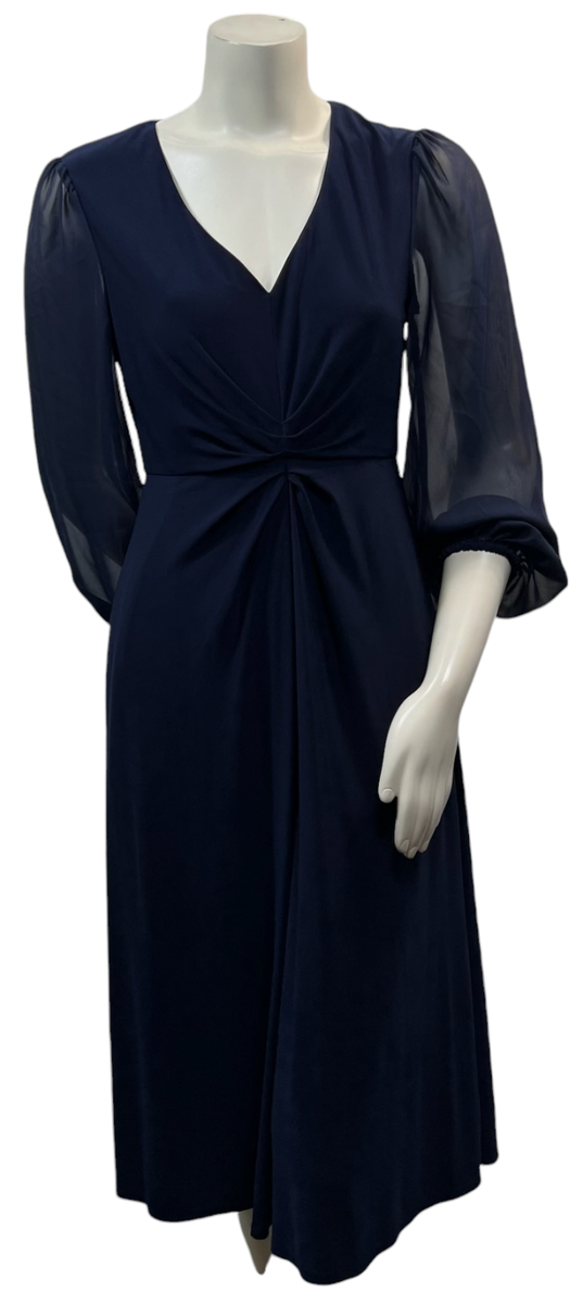 Jessica Howard Dress Womens Size 6 Navy Blue Long Sleeve Sheer Vneck New Jessica Howard Dress Womens Size 6 Navy Blue Long Sleeve Sheer Vneck New