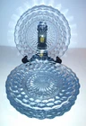 Set Of 6 Vintage Anchor Hocking Sapphire Blue Bubble Glass Dessert Plates 6 3/