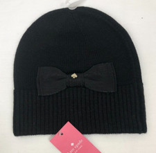 Women's Kate Spade Knit Grosgrain Bow Beanie Hat NWT