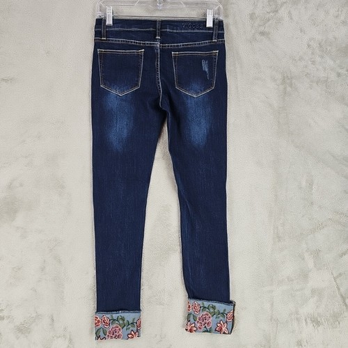 Vigoss Jeans Girls Size 12 The Austin Ankle Skinny Embroidered Cuff Distressed - Picture 11 of 15