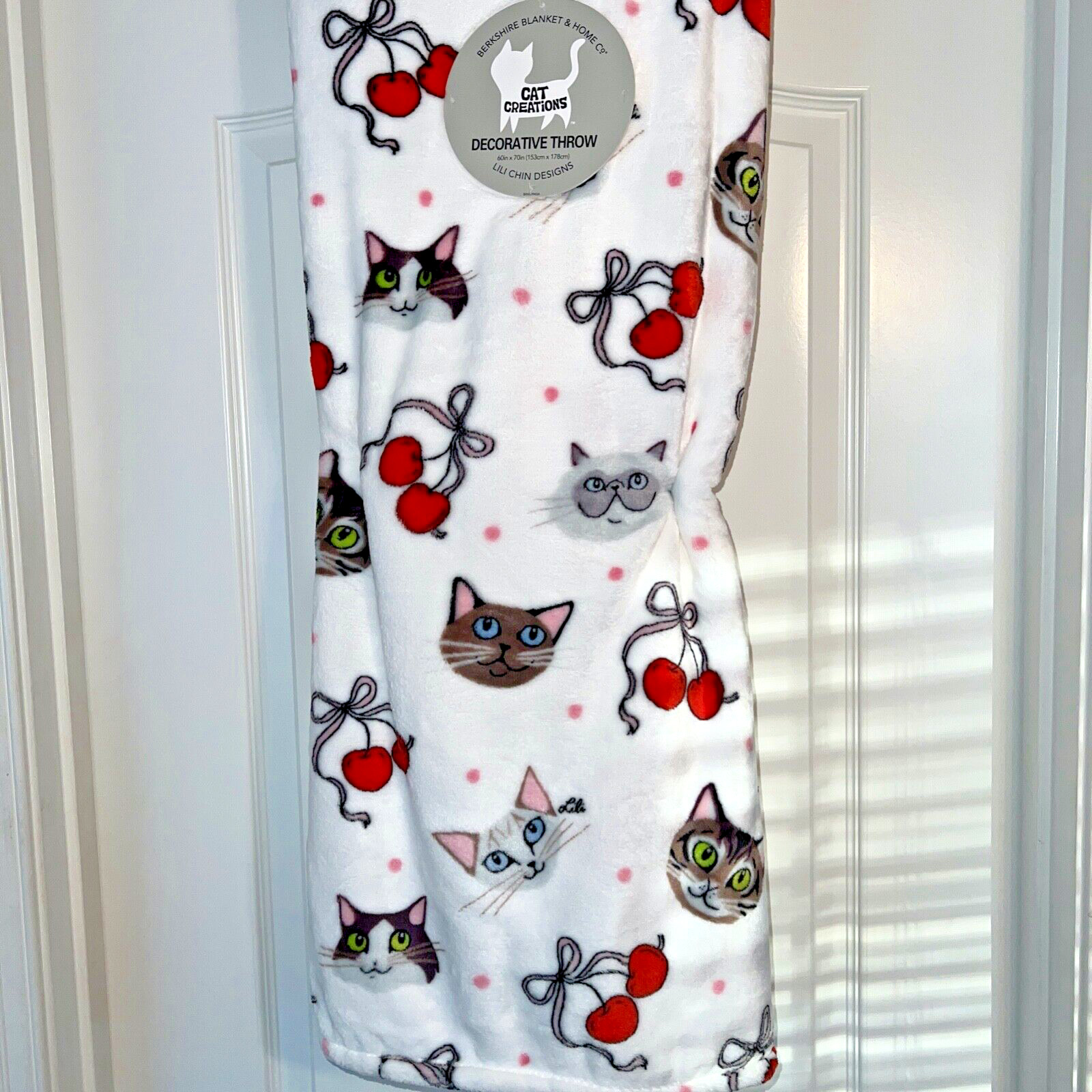 NWT Berkshire Blanket Lili Chin Kitty Cat Valentine's Day Throw Blanket 60